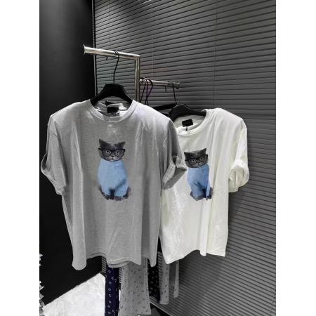 FA55199# 棉猫咪卡通印花短袖T恤女印花 服裝批發女裝批發服飾貨源