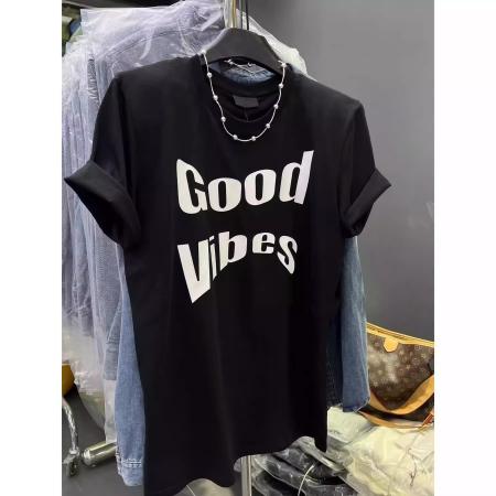 FA55200# 棉短袖T恤女宽松简约字母印花 服裝批發女裝批發服飾貨源