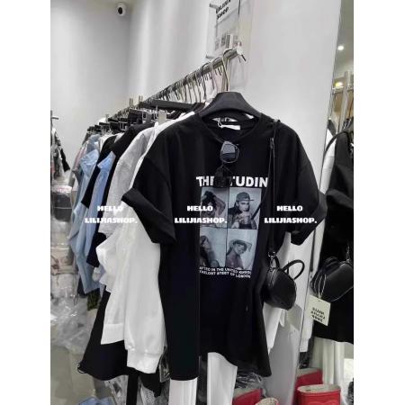 FA55201# 棉短袖T恤女宽松人像字母印花 服裝批發女裝批發服飾貨源