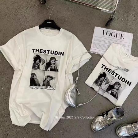 FA55201# 棉短袖T恤女宽松人像字母印花 服裝批發女裝批發服飾貨源