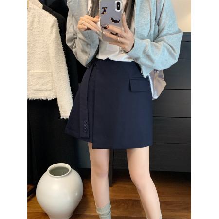 FA55208# ～春高腰不规则飘带西装短裤遮肉显瘦a字半身裙 服裝批發女裝批發服飾貨源