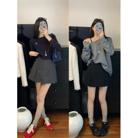 FA55209# ～春复古时髦波点毛呢半身裙瘦A字短裙 服裝批發女裝批發服飾貨源