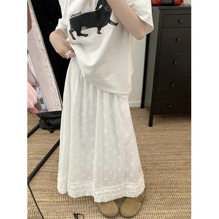 FA55210# ～春温柔法式纯色蕾丝甜美蛋糕裙百搭半身裙 服裝批發女裝批發服飾貨源