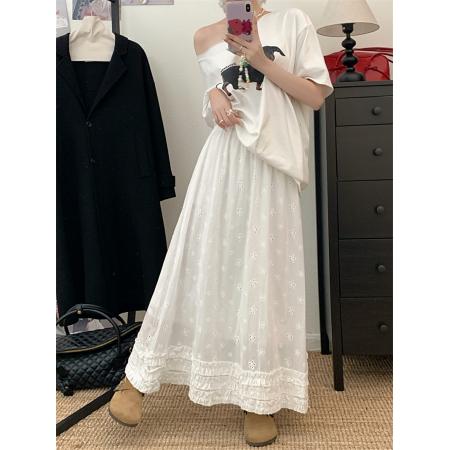 FA55210# ～春温柔法式纯色蕾丝甜美蛋糕裙百搭半身裙 服裝批發女裝批發服飾貨源