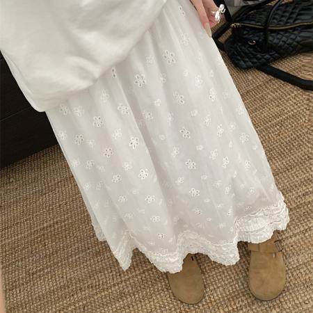 FA55210# ～春温柔法式纯色蕾丝甜美蛋糕裙百搭半身裙 服裝批發女裝批發服飾貨源