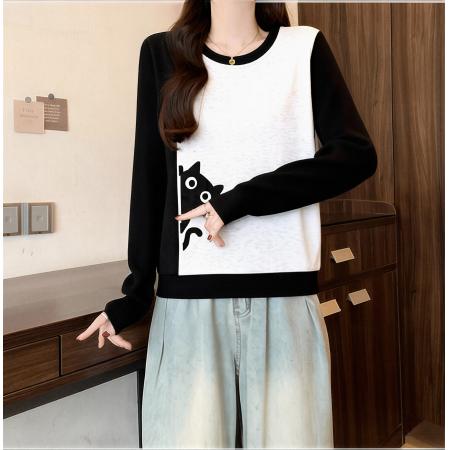 FA55218# 宽松圆领长袖卫衣女秋季新款爆大码胖mm时尚洋气百搭高级上衣 服裝批發女裝批發服飾貨源