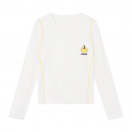 FA55219# 大码纯棉白色正肩长袖t恤女秋季新款胖MM休闲百搭显瘦打底衫 服裝批發女裝批發服飾貨源