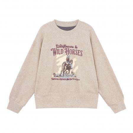 FA55221# 美式慵懒风印花圆领卫衣女秋季新款大码胖mm宽松显瘦减龄长袖上衣 服裝批發女裝批發服飾貨源