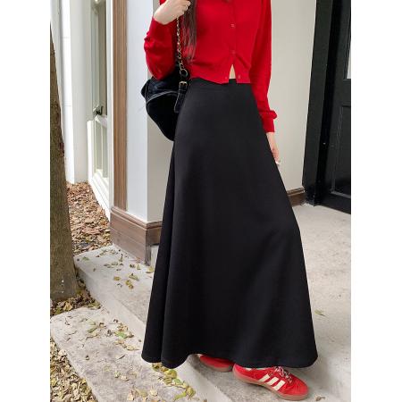 FA55235# 秋季新款韩版高腰糯米裙显瘦针织长裙半身裙A字裙女 服裝批發女裝批發服飾貨源