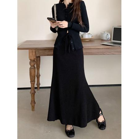 FA55237# 新款韩版针织面料鱼尾裙松紧腰长裙包臀裙半身裙女 服裝批發女裝批發服飾貨源