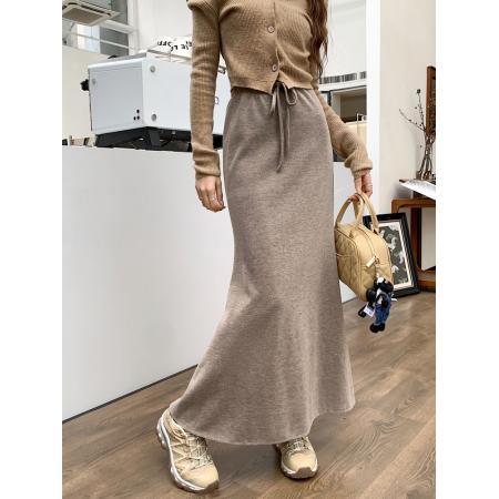 FA55237# 新款韩版针织面料鱼尾裙松紧腰长裙包臀裙半身裙女 服裝批發女裝批發服飾貨源