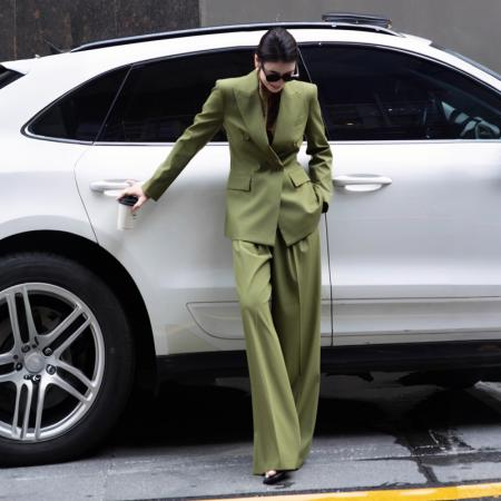 FA55241# 春季新款设计感可调节系带西装阔腿裤配丝巾春装时尚套装 服裝批發女裝批發服飾貨源