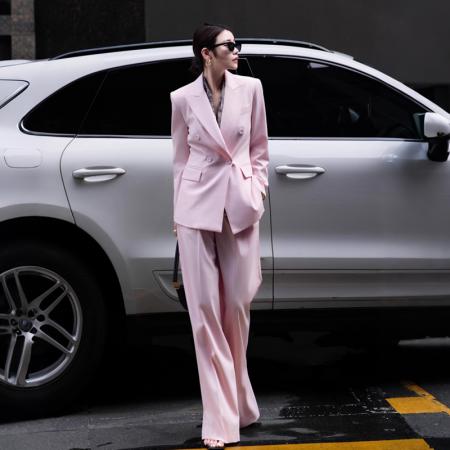 FA55242# 春季新款设计感配丝巾西装阔腿裤时尚休闲春装西装套装 服裝批發女裝批發服飾貨源