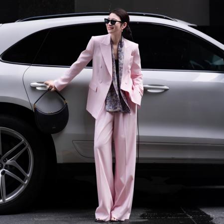 FA55242# 春季新款设计感配丝巾西装阔腿裤时尚休闲春装西装套装 服裝批發女裝批發服飾貨源