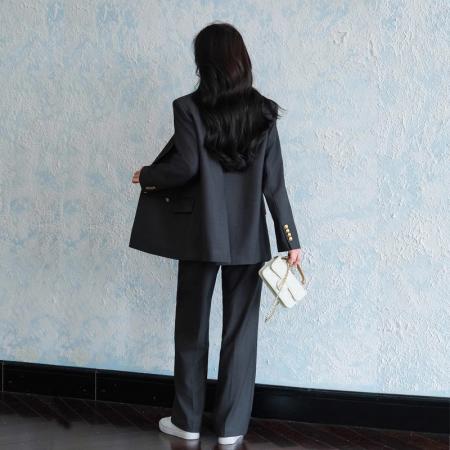 FA55243# 春季新款时尚套装戗驳领西装女西装裤早春西装套装两件套 服裝批發女裝批發服飾貨源