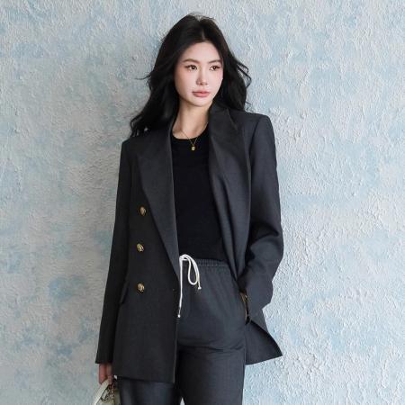 FA55243# 春季新款时尚套装戗驳领西装女西装裤早春西装套装两件套 服裝批發女裝批發服飾貨源