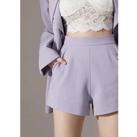 FA55244# 春季新款法式时尚御姐小香风紫色西装短裤早春两件套装 服裝批發女裝批發服飾貨源