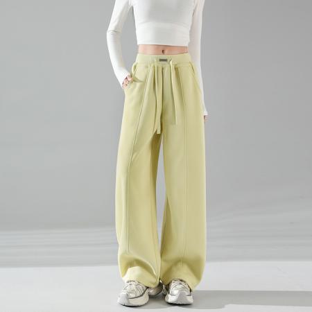 FA55252# 新款春季高腰美式高腰抽绳宽松百搭直筒卫裤休闲阔腿裤女 服裝批發女裝批發服飾貨源