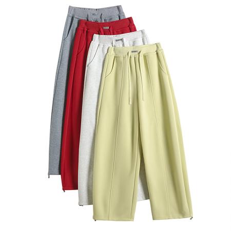 FA55252# 新款春季高腰美式高腰抽绳宽松百搭直筒卫裤休闲阔腿裤女 服裝批發女裝批發服飾貨源