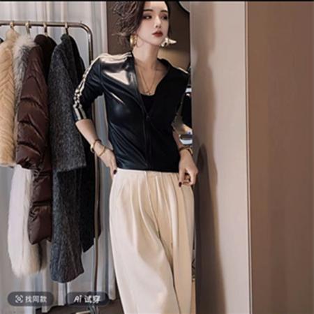 FA55280# 秋冬新款加绒pu皮外套修身显瘦拉链小衫女上衣 服裝批發女裝批發服飾貨源