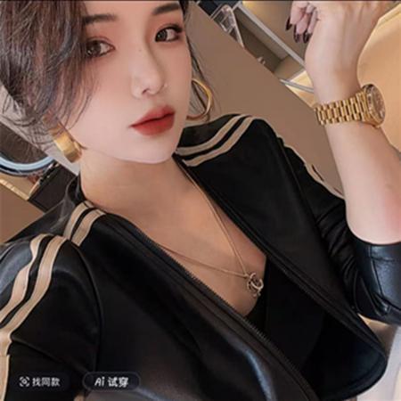 FA55280# 秋冬新款加绒pu皮外套修身显瘦拉链小衫女上衣 服裝批發女裝批發服飾貨源