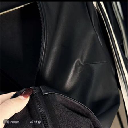 FA55280# 秋冬新款加绒pu皮外套修身显瘦拉链小衫女上衣 服裝批發女裝批發服飾貨源