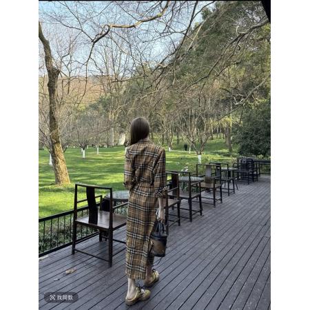 FA55281# alingsong米兰游记黄格纹轻奢裙 服裝批發女裝批發服飾貨源