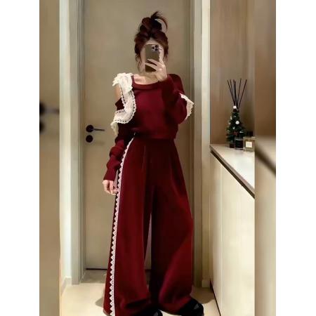 FA55292# 圣诞新年战袍红色针织连衣裙子女装秋冬新款超好看毛衣包臀裙 服裝批發女裝批發服飾貨源