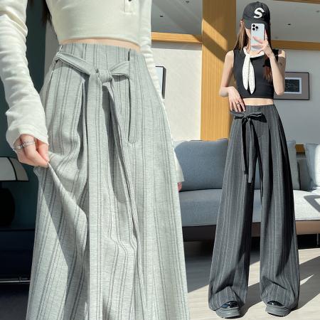 FA55299# 西装阔腿裤女春夏老钱风垂感显瘦宽松裤脚休闲拖地裤子 服裝批發女裝批發服飾貨源