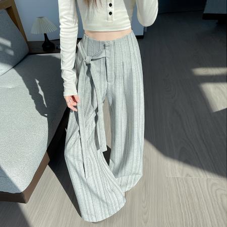 FA55299# 西装阔腿裤女春夏老钱风垂感显瘦宽松裤脚休闲拖地裤子 服裝批發女裝批發服飾貨源