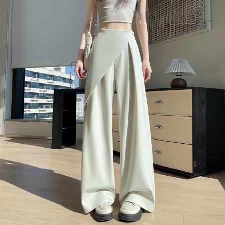 FA55300# 屁帘阔腿裤女春夏新款高腰设计感西装拖地裤直筒休闲裤子 服裝批發女裝批發服飾貨源