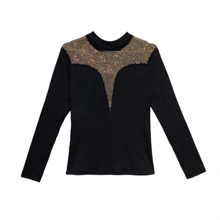 FA55321# 欧洲站秋冬新款高领时尚镂空气质网钻修身长袖打底衫女潮 服裝批發女裝批發服飾貨源