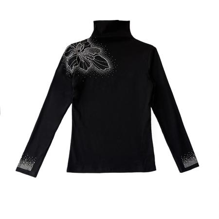 FA55323# 欧洲站秋冬新款高领花边镂空镶钻洋气修身显瘦打底衫女潮 服裝批發女裝批發服飾貨源