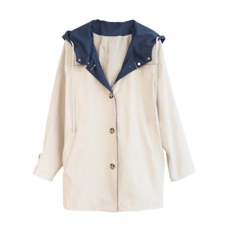 FA55330# 气质宽松连帽短款风衣外套女秋冬高级感大衣上衣 服裝批發女裝批發服飾貨源