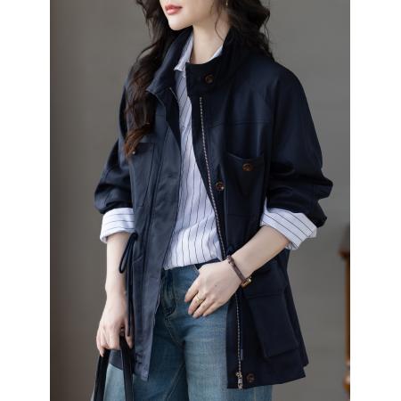 FA55331# 春秋季新款宽松百搭风衣外套韩系休闲大衣 服裝批發女裝批發服飾貨源