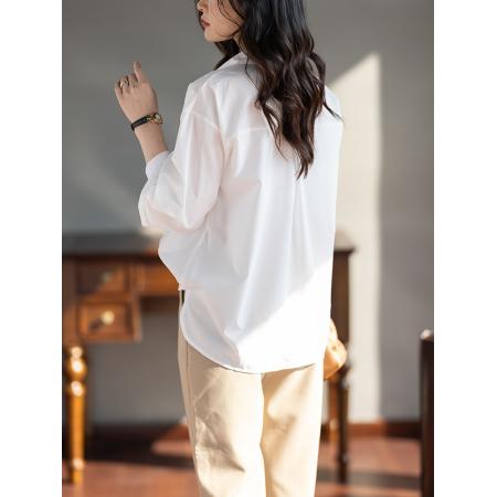 FA55335# 法式白色镂空绣花简约衬衫女春款宽松别致气质小衫 服裝批發女裝批發服飾貨源