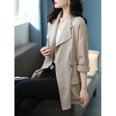 FA55339# 春秋新款时尚外套收腰显瘦气质薄款风衣 服裝批發女裝批發服飾貨源