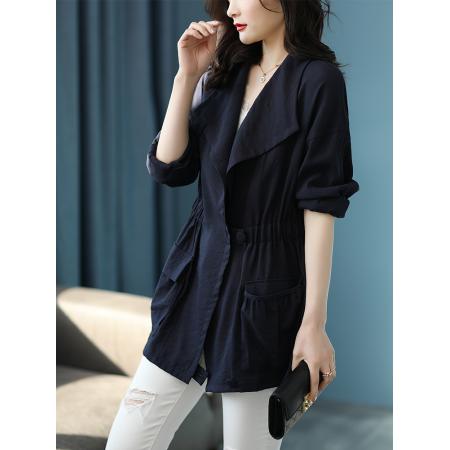 FA55339# 春秋新款时尚外套收腰显瘦气质薄款风衣 服裝批發女裝批發服飾貨源