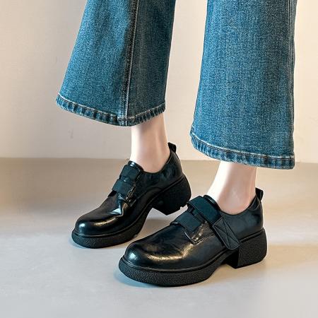 X-32973#原创高定版巨舒服踩屎感超软复古粗跟乐福单鞋女厚底圆头皮鞋 鞋子批发女鞋批发高跟鞋批发