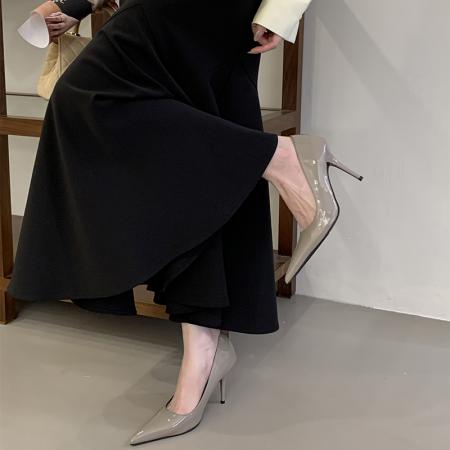 X-32976#高跟鞋女秋季新款细跟浅口尖头单鞋法式小众设计感漆皮女鞋 鞋子批发女鞋批发高跟鞋批发