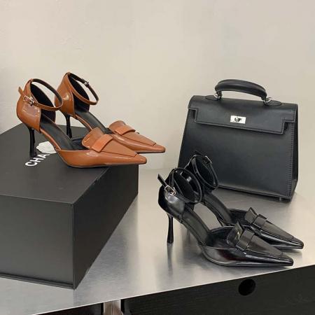 X-32982#杨树林同款细跟尖头气质御姐高跟凉鞋女性感职业浅口漆皮中空单鞋 鞋子批发女鞋批发高跟鞋批发