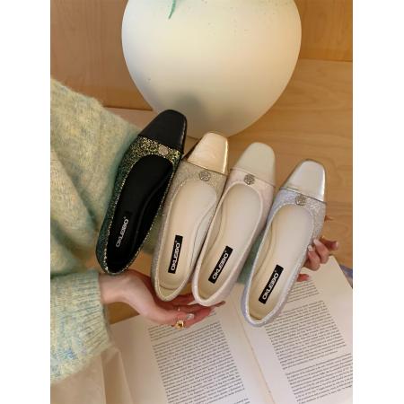 X-32988#小香风单鞋女鞋子春秋新款配裙子气质百搭法式浅口平底瓢鞋 鞋子批发女鞋批发高跟鞋批发