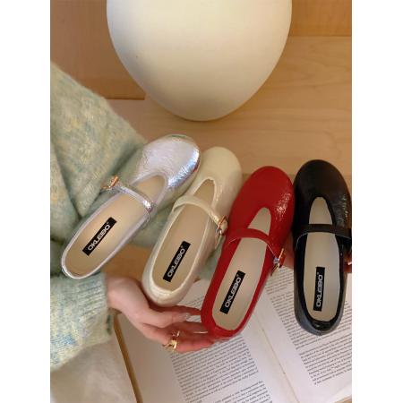 X-32989#法式平底银色玛丽珍单鞋女鞋子新款春秋季配裙子芭蕾舞晚晚鞋 鞋子批发女鞋批发高跟鞋批发