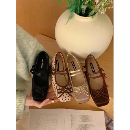 X-32993#法式蝴蝶结平底玛丽珍鞋女新款春季方头浅口温柔配裙子单鞋女 鞋子批发女鞋批发高跟鞋批发