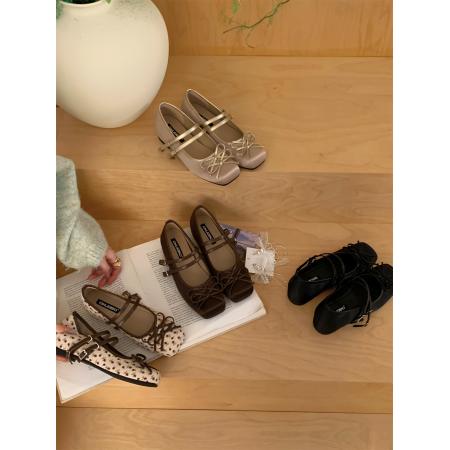 X-32993#法式蝴蝶结平底玛丽珍鞋女新款春季方头浅口温柔配裙子单鞋女 鞋子批发女鞋批发高跟鞋批发