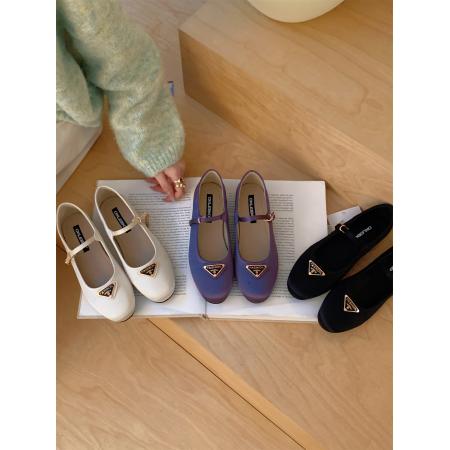 X-32994#晚晚风圆头浅口平底小皮鞋新款一字带软底通勤百搭单鞋女 鞋子批发女鞋批发高跟鞋批发