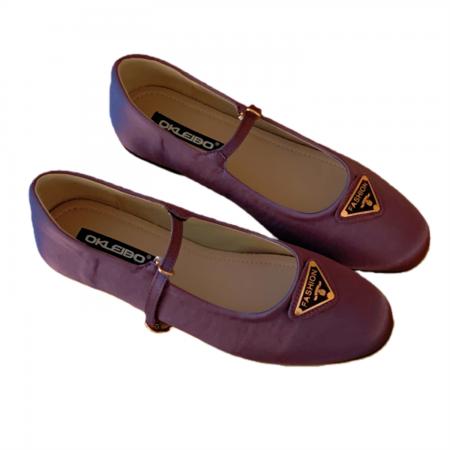 X-32994#晚晚风圆头浅口平底小皮鞋新款一字带软底通勤百搭单鞋女 鞋子批发女鞋批发高跟鞋批发