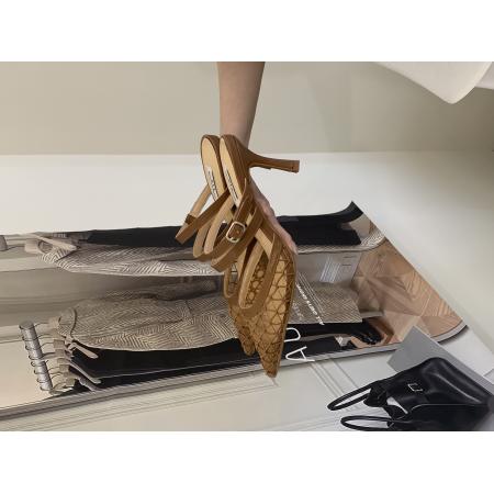 X-32998#新品尖头网纱一字带细高跟韩系高跟拖鞋外穿35-40 鞋子批发女鞋批发高跟鞋批发