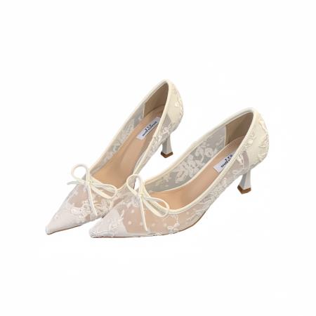 X-33000# 新品尖头蕾丝细高跟女鞋婚鞋子网纱名媛风35-40 鞋子批发女鞋批发高跟鞋批发