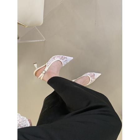 X-33003# 新品小香风法式百搭高跟鞋女尖头宴会网纱浅口单鞋35-40 鞋子批发女鞋批发高跟鞋批发
